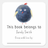 漫画の鳥 – この本はメッセージと共に属している スクエアシール (正面)