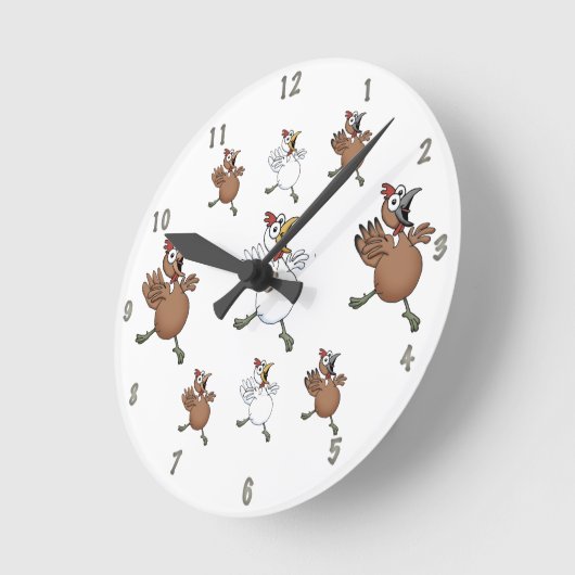 漫画の鶏の柱時計 ラウンド壁時計 (傾斜)