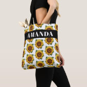 漫画の黄色い名前をカスタムするひまわり模様 トートバッグ (クローズアップ)