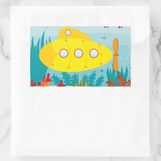 漫画の黄色い潜水艦 長方形シール (バッグ)