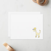 漫画の黄色のプードルポーズポーズホワイト ノートカード (正面/裏面インサイチュ)