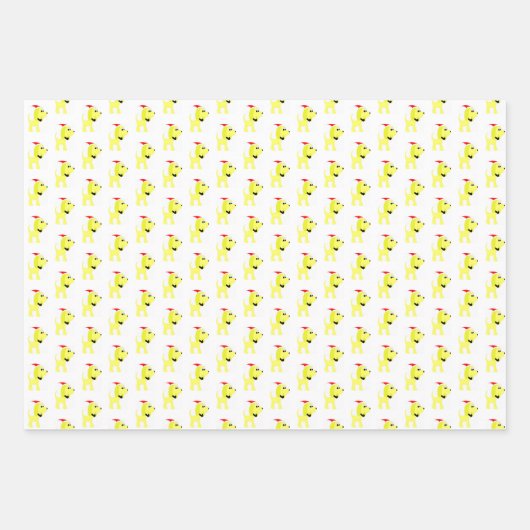 漫画の黄色の犬のディバドッグクリスマス ラッピングペーパーシート (正面3)