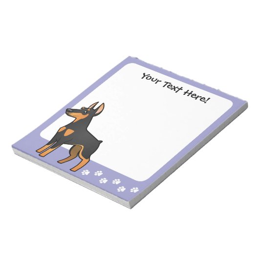 漫画の(犬)ドーベルマン・ピンシェル(ぼんやりした耳) ノートパッド (回転)