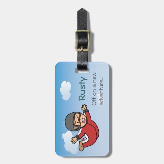 漫画のSkydivingのかわいい冒険 ラゲッジタグ (正面縦)