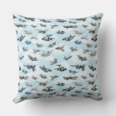 漫画のWarplanesパターンのファブリック クッション (裏面)