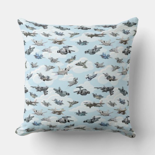 漫画のWarplanesパターンのファブリック クッション (正面)