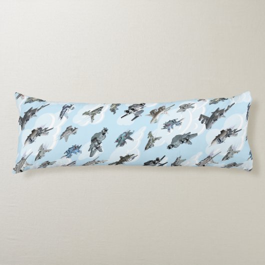 漫画のWarplanesパターンのファブリック ボディピロー (正面)