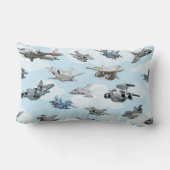 漫画のWarplanesパターンのファブリック ランバークッション (裏面)