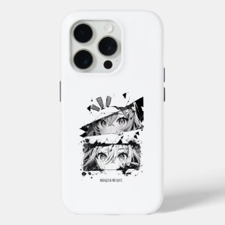 漫画は私の人生 アニメアイ グリッチアート iPhone 15 PROケース