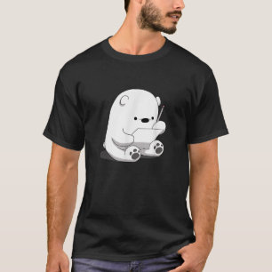 漫画ふわふわホッキョクグマかわいい北極動物の女の子 Tシャツ