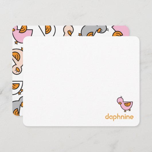 漫画よくはしゃぐピンクのアヒルの子女 サンキューカード (正面/裏面)