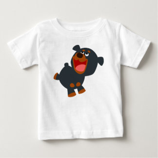 漫画よくはしゃぐベビーロットワイラーベビーTシャツ ベビーTシャツ