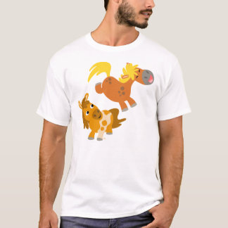 漫画よくはしゃぐポニー女性Tシャツ Tシャツ