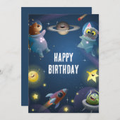 漫画よくはしゃぐ宇宙ハッピーバースデー シーズンカード (正面/裏面)