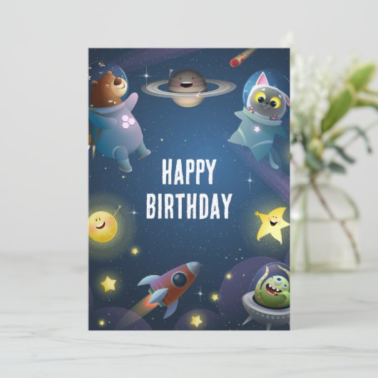 漫画よくはしゃぐ宇宙ハッピーバースデー シーズンカード (スタンド正面)