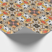 漫画よくはしゃぐ犬顔デザイン ラッピングペーパー (角)