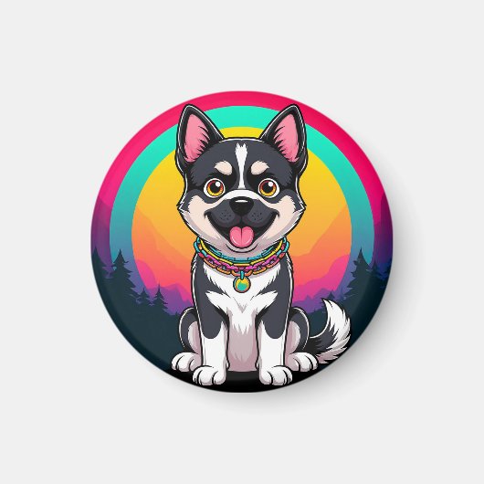 漫画よくはしゃぐ犬 マグネット (正面)