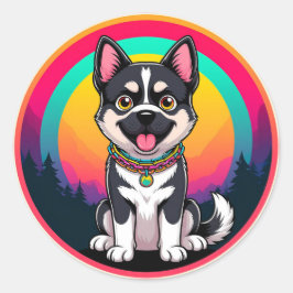 漫画よくはしゃぐ犬 ラウンドシール