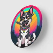 漫画よくはしゃぐ犬 ラウンド壁時計 (傾斜)