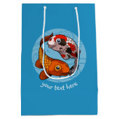 漫画を泳いでいる2人のコイのコイの魚の友人 ミディアムペーパーバッグ (裏面)