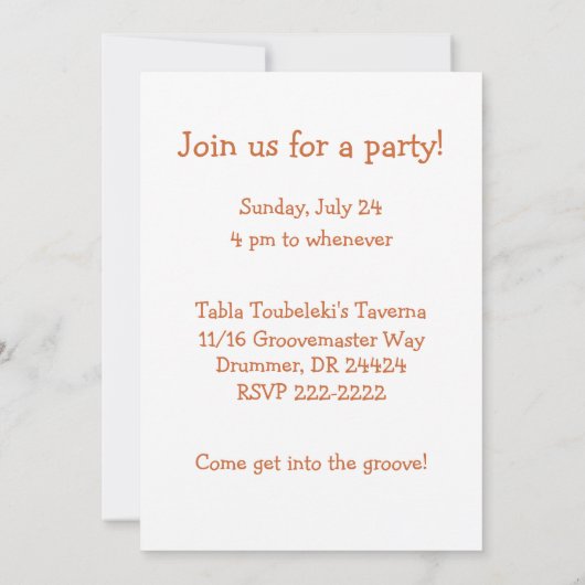 漫画を踊るおもしろいな踊りの骨組骨 招待状 (裏面)