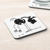 漫画を蹴っている黒い及び白馬 コースター (左側)