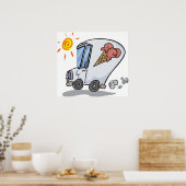 漫画アイスクリームトラックおもしろい夏デザート ポスター (キッチン)