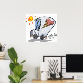 漫画アイスクリームトラックおもしろい夏デザート ポスター (ホームオフィス)