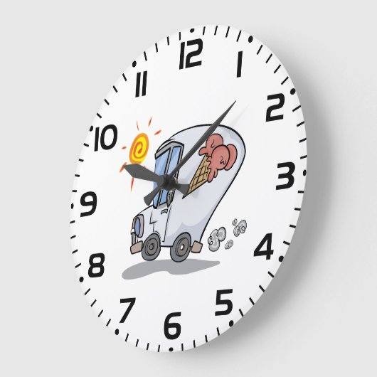 漫画アイスクリームトラックおもしろい夏デザート ラージ壁時計 (傾斜)