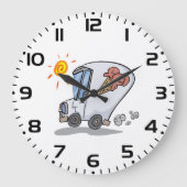 漫画アイスクリームトラックおもしろい夏デザート ラージ壁時計 (正面)