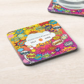 漫画アポップ・アートのート💥🎨スピーチバブルズ結婚グラフィティ コースター (左側)