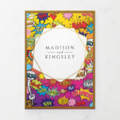 漫画アポップ・アートのート💥🎨スピーチバブルズ結婚グラフィティ 三つ折り招待状 (カバー)