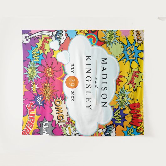 漫画アポップ・アートのート💥🎨ズ結婚グラフィティ タペストリー (正面(横))