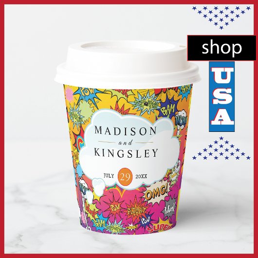 漫画アポップ・アートのート💥🎨ズ結婚グラフィティ 紙コップ