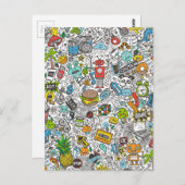 漫画アポップ・アートのートドードル ポストカード (正面/裏面)