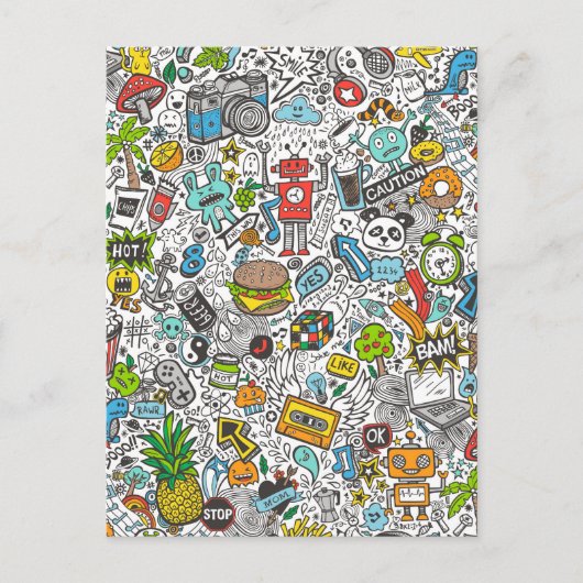 漫画アポップ・アートのートドードル ポストカード (正面)