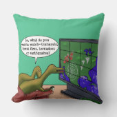 漫画アートおもしろい気候変化恐竜パロディ クッション (正面)