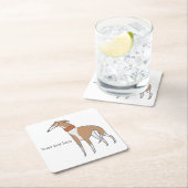 漫画ウィペット犬のカスタマイズ スクエアペーパーコースター (インサイチュ)