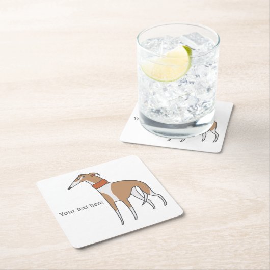 漫画ウィペット犬のカスタマイズ スクエアペーパーコースター (インサイチュ)