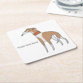 漫画ウィペット犬のカスタマイズ スクエアペーパーコースター (アングル)