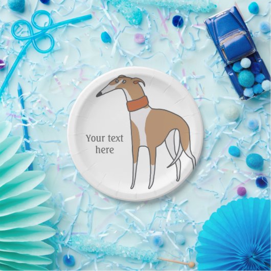 漫画ウィペット犬のカスタマイズ ペーパープレート (パーティー)
