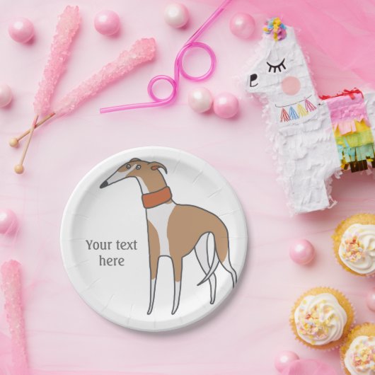 漫画ウィペット犬のカスタマイズ ペーパープレート (パーティー)