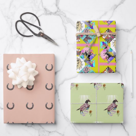 漫画ウマ包装紙シート ラッピングペーパーシート (正面)