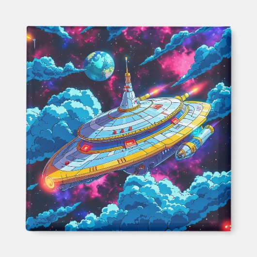 漫画エイリアン宇宙船 マグネット (正面)