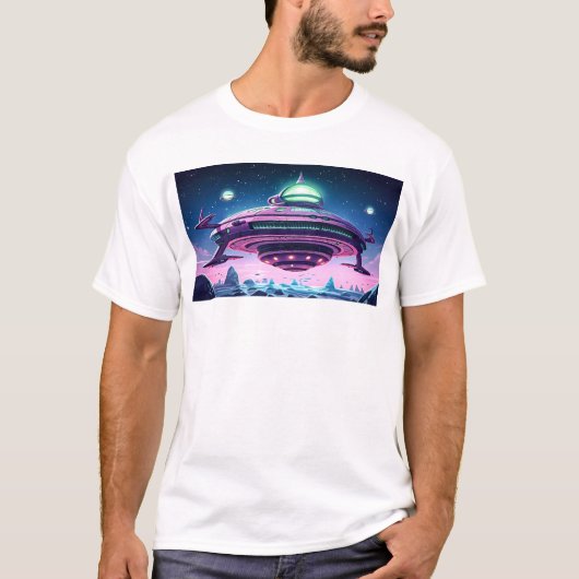漫画エイリアン宇宙船 Tシャツ (正面)