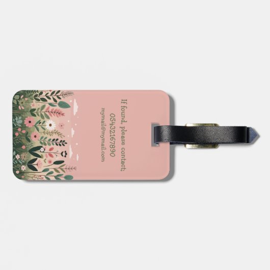 漫画エレガントの野草のフローラパーソナライズされた ラゲッジタグ (裏面横)