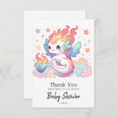 漫画エレガントドラゴン赤ちゃんシャワー サンキューカード (正面/裏面)