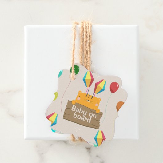 漫画オレンジねこベイビーシャワー フェイバータグ (インサイチュ)