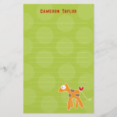 漫画オレンジのキリン子供のドットありがとう 便箋 (正面)