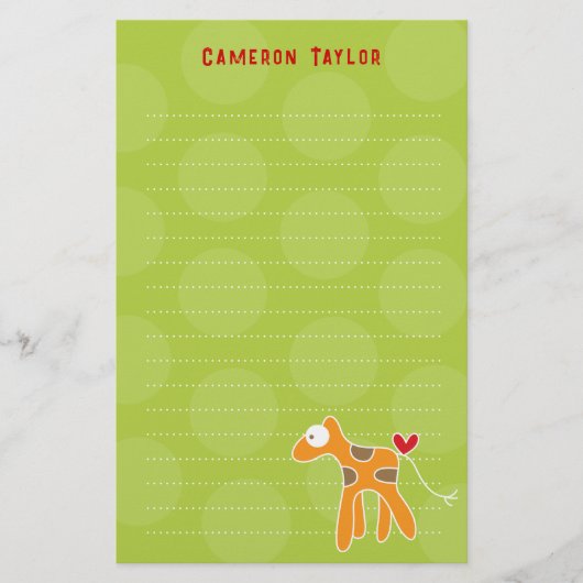 漫画オレンジのキリン子供のドットありがとう 便箋 (正面)